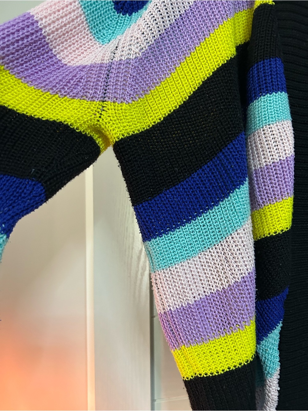 Killstar Black Striped Neon Open-Front Cardigan - Picture 3 of 6